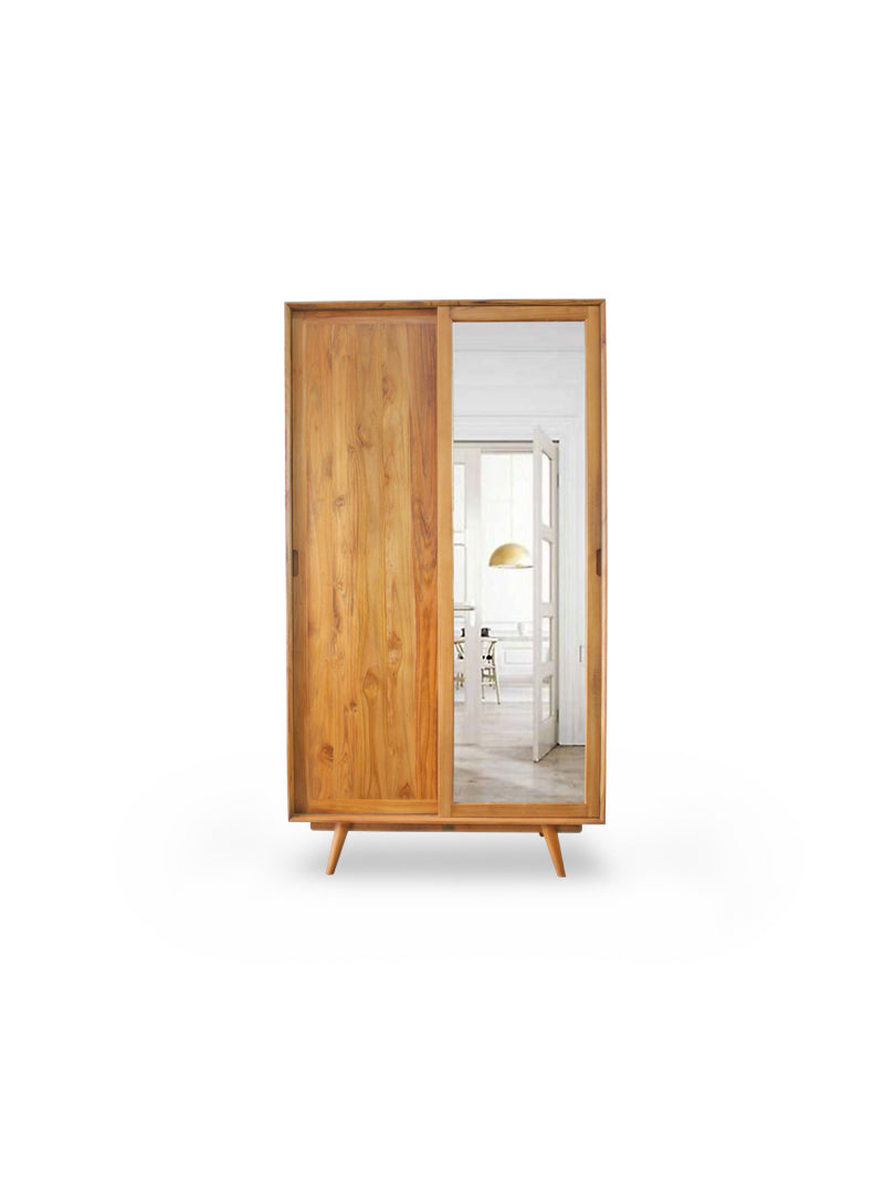 Lemari Mid Century/Lemari Sliding Pintu Cermin