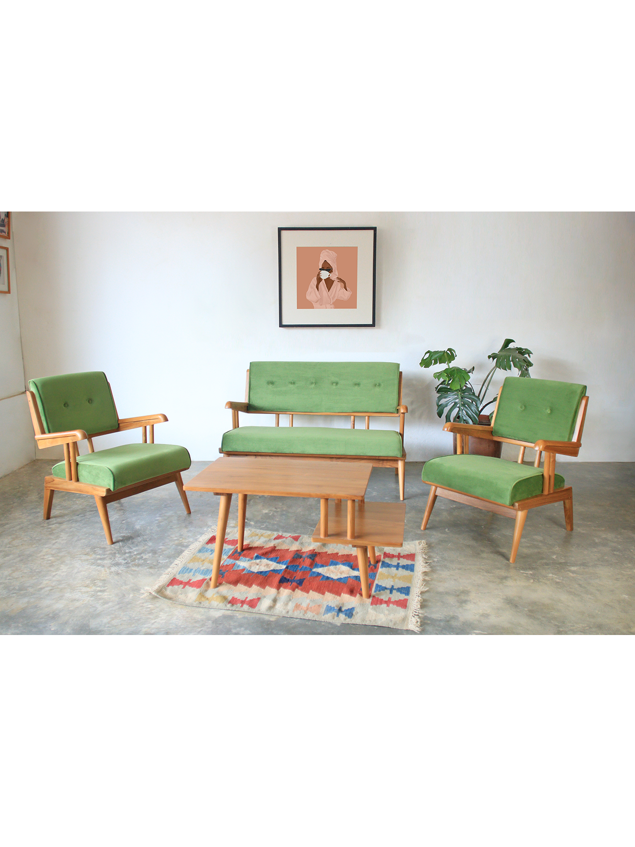 Retro Kursi dengan Sandaran Lengan (Double Seater)