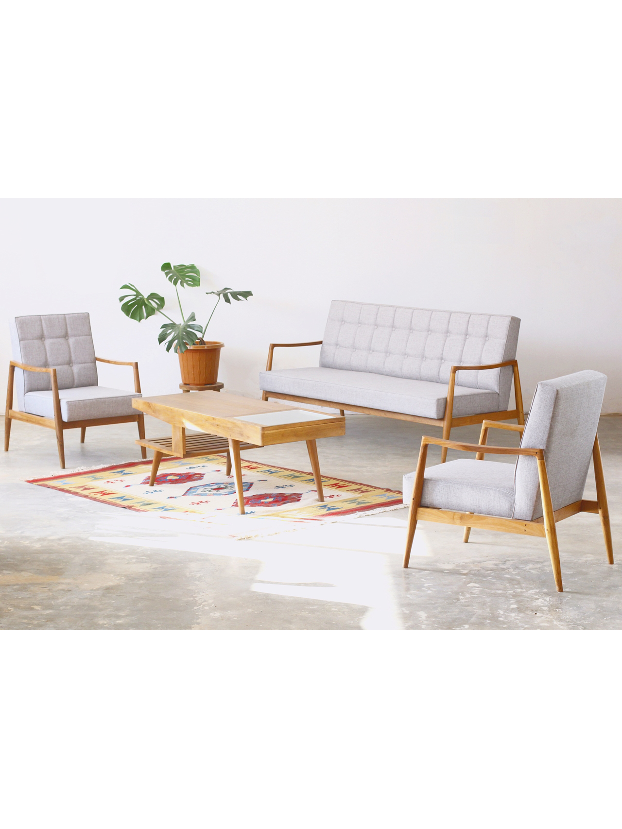 Airy Scandinavian Armchair in Set (Triple Seater)