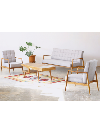 Airy Scandinavian Armchair in Set (Triple Seater)