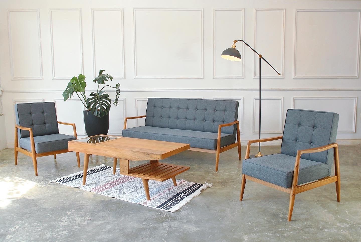 Airy Scandinavian Armchair in Set (Triple Seater)