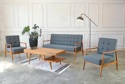 Airy Scandinavian Armchair in Set (Triple Seater)