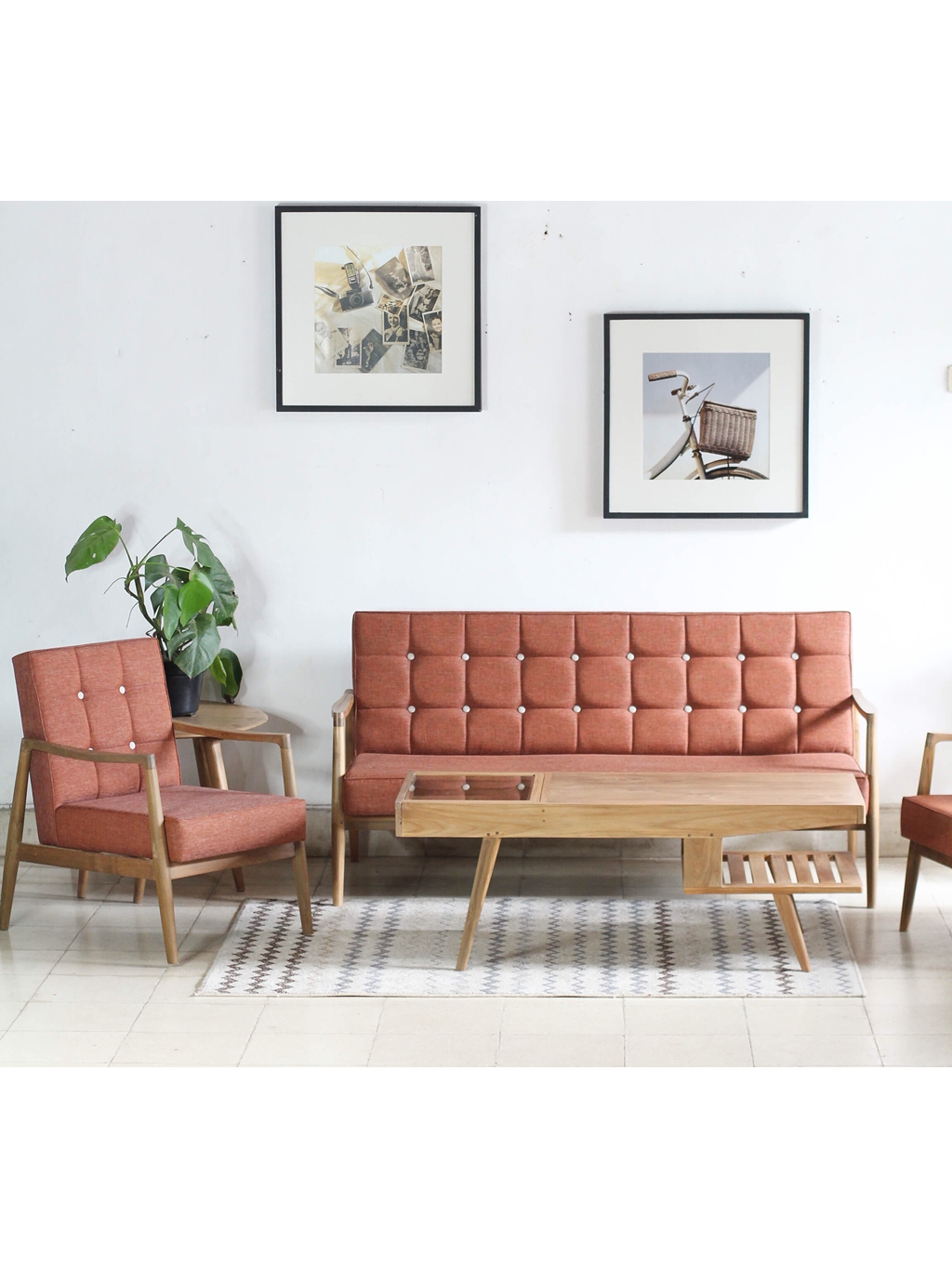 Airy Scandinavian Armchair in Set (Triple Seater)